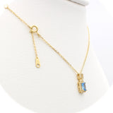 Ασημένιο επίχρυσο κολιέ 925 ροζέτα με μπλε πέτρα