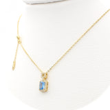 Ασημένιο επίχρυσο κολιέ 925 ροζέτα με μπλε πέτρα