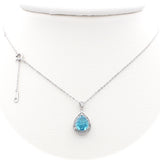 Ασημένιο κολιέ μοτίφ ροζέτα μπλε πέτρα