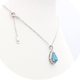 Ασημένιο κολιέ μοτίφ ροζέτα μπλε πέτρα