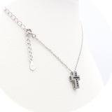 Ασημένιο επιπλατινωμένο κολιέ σταυρός με μαύρες πέτρες