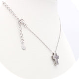 Ασημένιο επιπλατινωμένο κολιέ σταυρός με βιολετί πέτρες