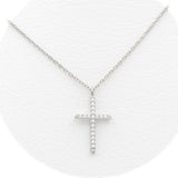 Ασημένιο επιπλατινωμένο γυναικείο κολιέ 925 με μοτίφ σταυρό