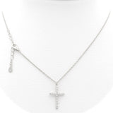 Ασημένιο επιπλατινωμένο γυναικείο κολιέ 925 με μοτίφ σταυρό