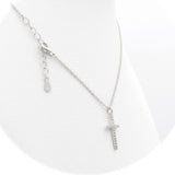 Ασημένιο επιπλατινωμένο γυναικείο κολιέ 925 με μοτίφ σταυρό