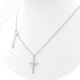 Ασημένιο επιπλατινωμένο γυναικείο κολιέ 925 με μοτίφ σταυρό