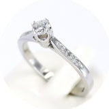 Μονόπετρο δαχτυλίδι λευκόχρυσο με διαμάντια - WDX076