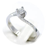 Μονόπετρο δαχτυλίδι λευκόχρυσο με διαμάντια - WDX078