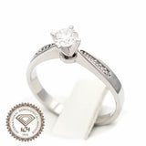 Μονόπετρο δαχτυλίδι λευκόχρυσο με διαμάντια - WDX132-1