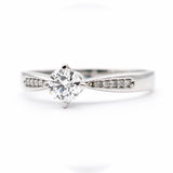 Μονόπετρο δαχτυλίδι λευκόχρυσο με διαμάντια - WDX132-1