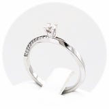 Μονόπετρο δαχτυλίδι λευκόχρυσο με διαμάντια - WDX136