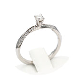 Μονόπετρο δαχτυλίδι λευκόχρυσο με διαμάντια - WDX136