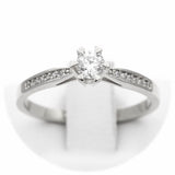 Μονόπετρο δαχτυλίδι λευκόχρυσο με διαμάντια - WDX140