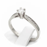 Μονόπετρο δαχτυλίδι λευκόχρυσο με διαμάντια - WDX140