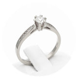 Μονόπετρο δαχτυλίδι λευκόχρυσο με διαμάντια - WDX140