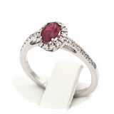 Μονόπετρο δαχτυλίδι λευκόχρυσο με ρουμπίνι και διαμάντια - WDX145