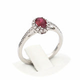 Μονόπετρο δαχτυλίδι λευκόχρυσο με ρουμπίνι και διαμάντια - WDX145
