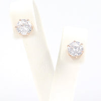 Ασημένια σκουλαρίκια σε ροζ χρυσό χρώμα με καρέ πέτρες 7.00mm