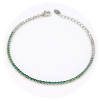 Ασημένιο βραχιόλι 925 με λευκές και πράσινες πέτρες
