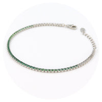 Ασημένιο βραχιόλι 925 με λευκές και πράσινες πέτρες