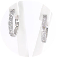 Ασημένια σκουλαρίκια κρίκοι με ζιργκόν πέτρες