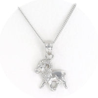 Ασημένιο ανάγλυφο ζώδιο "Κριός" με αλυσίδα