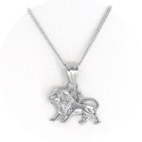 Ασημένιο ανάγλυφο ζώδιο "Λέων" με αλυσίδα