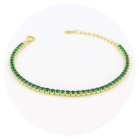 Ασημένιο βραχιόλι ριβιέρα με πράσινες πέτρες