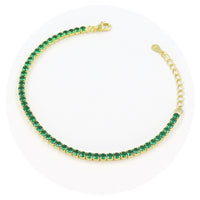 Ασημένιο βραχιόλι ριβιέρα με πράσινες πέτρες