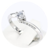 Μονόπετρο δαχτυλίδι λευκόχρυσο με διαμάντια - WDX087