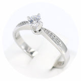 Μονόπετρο δαχτυλίδι λευκόχρυσο με διαμάντια - WDX088