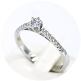 Μονόπετρο δαχτυλίδι λευκόχρυσο με διαμάντια - WDX071