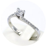 Μονόπετρο δαχτυλίδι λευκόχρυσο με διαμάντια - WDX072