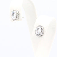 Σκουλαρίκια ροζέτες με λευκές πέτρες, ασήμι 925