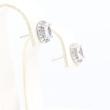 Σκουλαρίκια ροζέτες με λευκά ζιργκόν σε οβάλ σχήμα