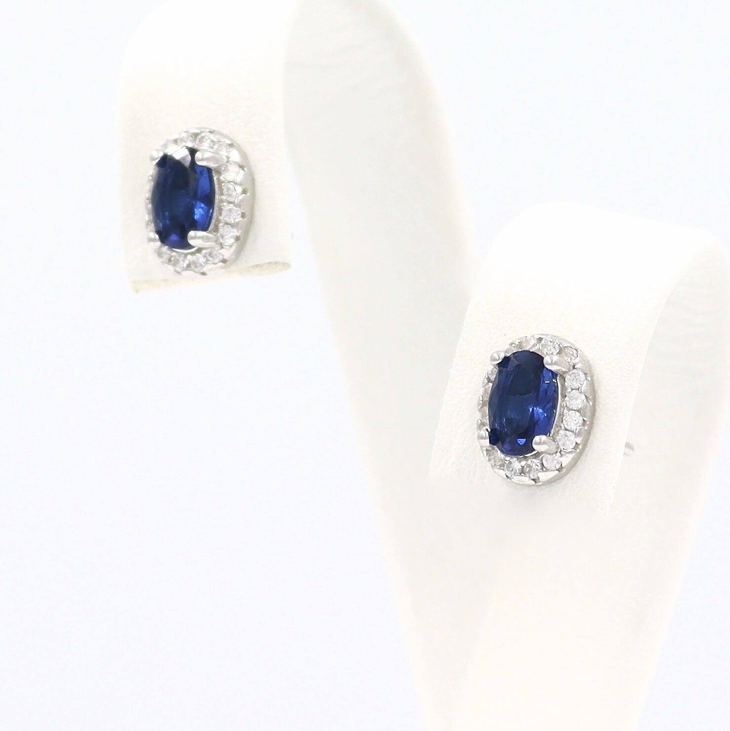 Σκουλαρίκια ασημένια 925 με μπλε και λευκές πέτρες
