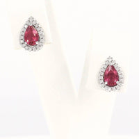 Σκουλαρίκια ροζέτες σταγόνες, με κόκκινες και λευκές πέτρες ζιργκόν