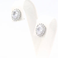 Ασημένιες ροζέτες 925, με λευκές οβάλ και στρόγγυλες πέτρες