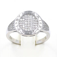 Ασημένιο επιπλατινωμένο δαχτυλίδι με λευκές πέτρες