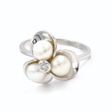Ασημένιο δαχτυλίδι με μαργαριτάρια και λευκό ζιργκόν