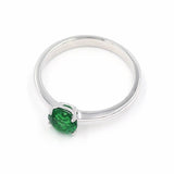 Δαχτυλίδι μονόπετρο με πέτρα σε πράσινο χρώμα - Ασημένιο