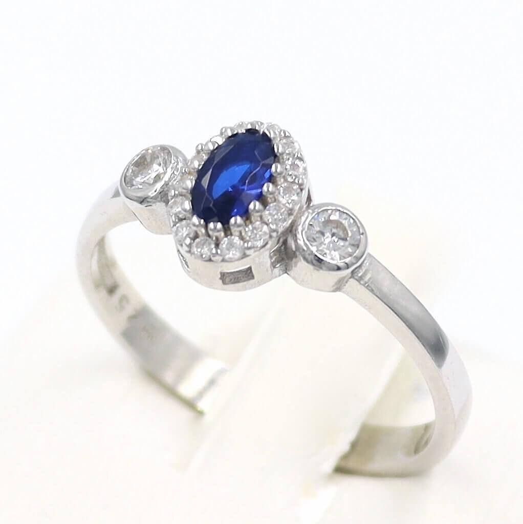 Σετ γυναικείο για γάμο, από ασήμι 925 με μπλε και λευκές πέτρες