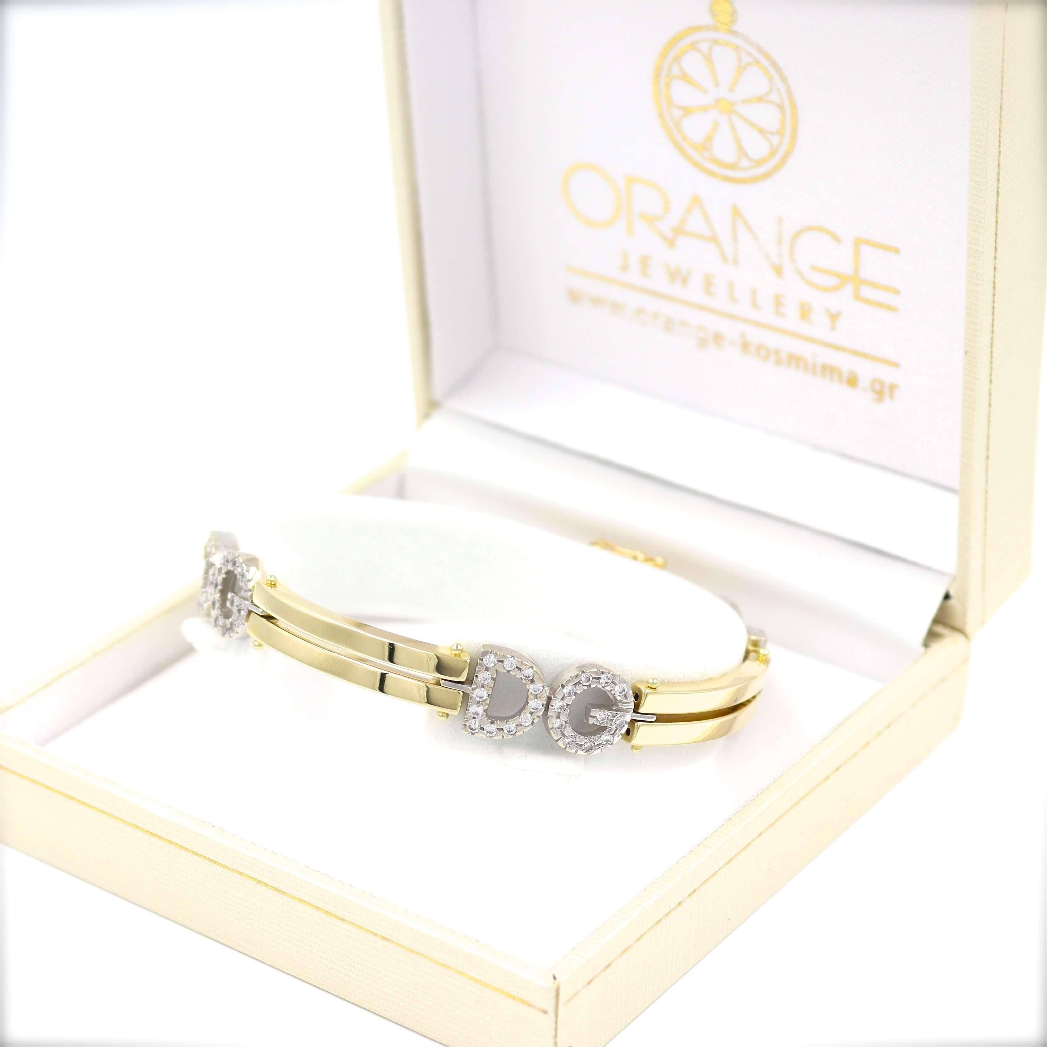 Χρυσή χειροπέδα Dolce & Gabbana 18 καρατίων με λευκές πέτρες