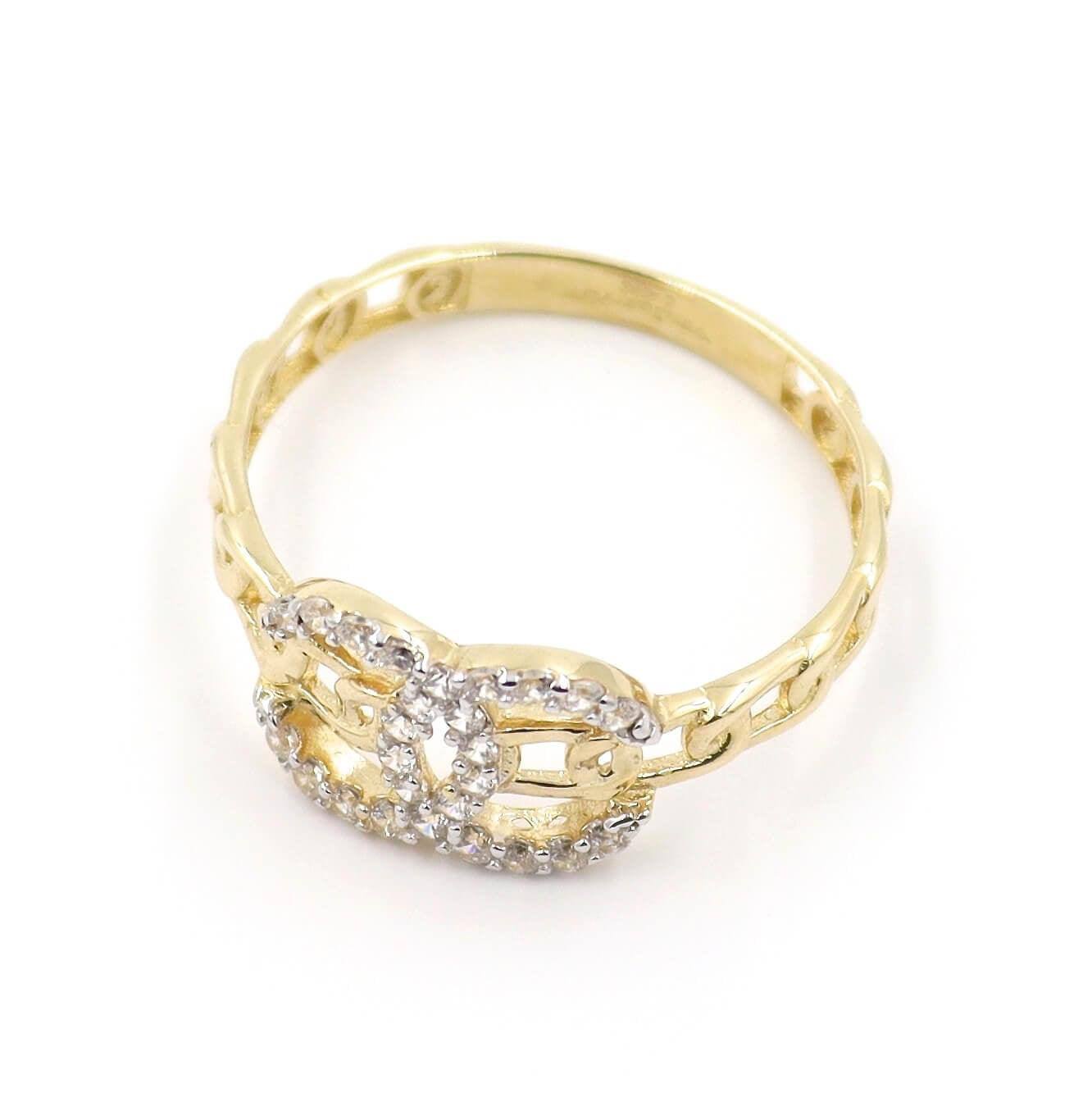 Δαχτυλίδι χρυσό σανέλ, με λευκές πέτρες ζιργκόν