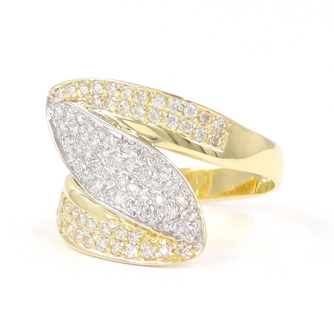 Δίχρωμο χρυσό δαχτυλίδι με λευκές πέτρες