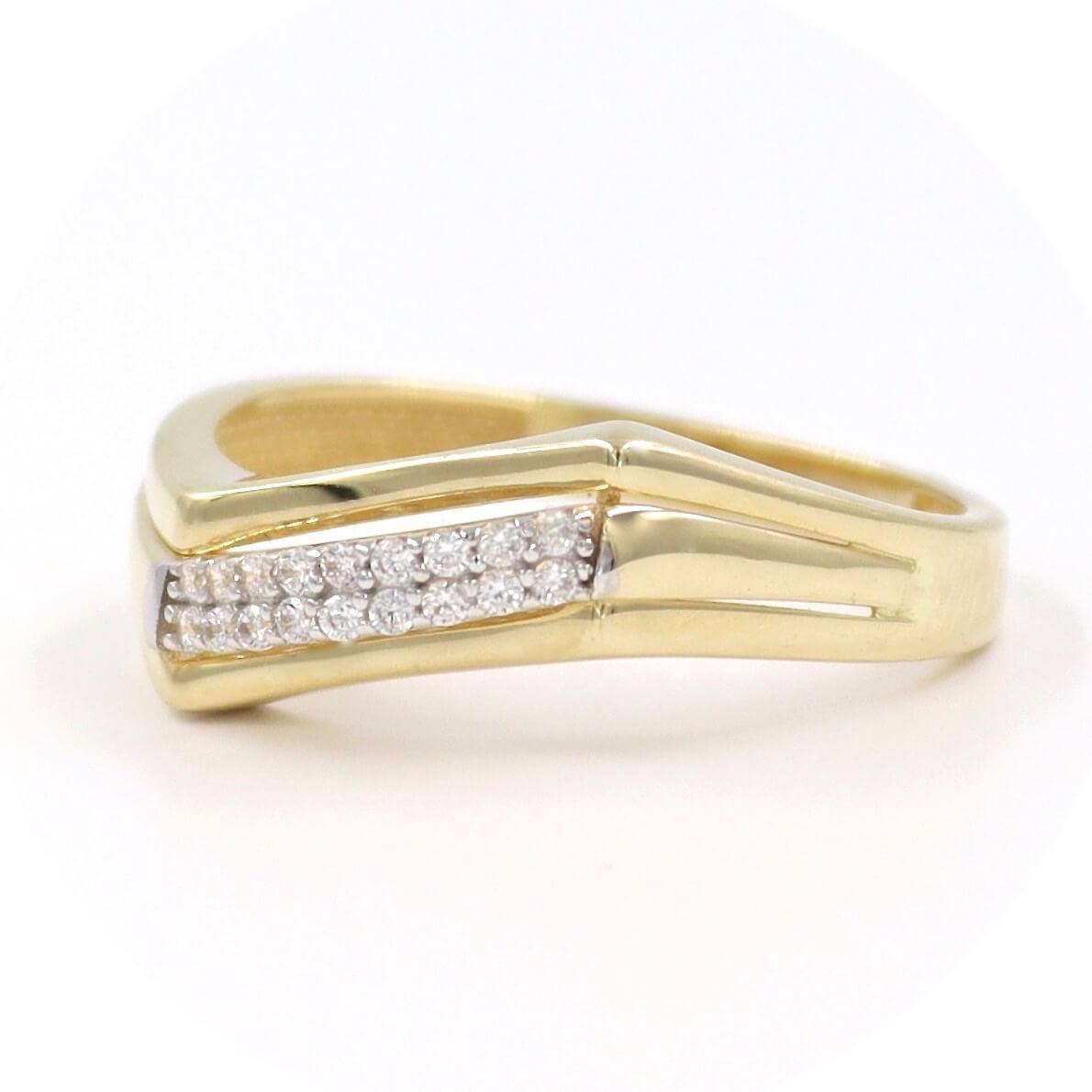 Χρυσό γυναικείο δαχτυλίδι 14 καράτια με λευκά ζιργκόν