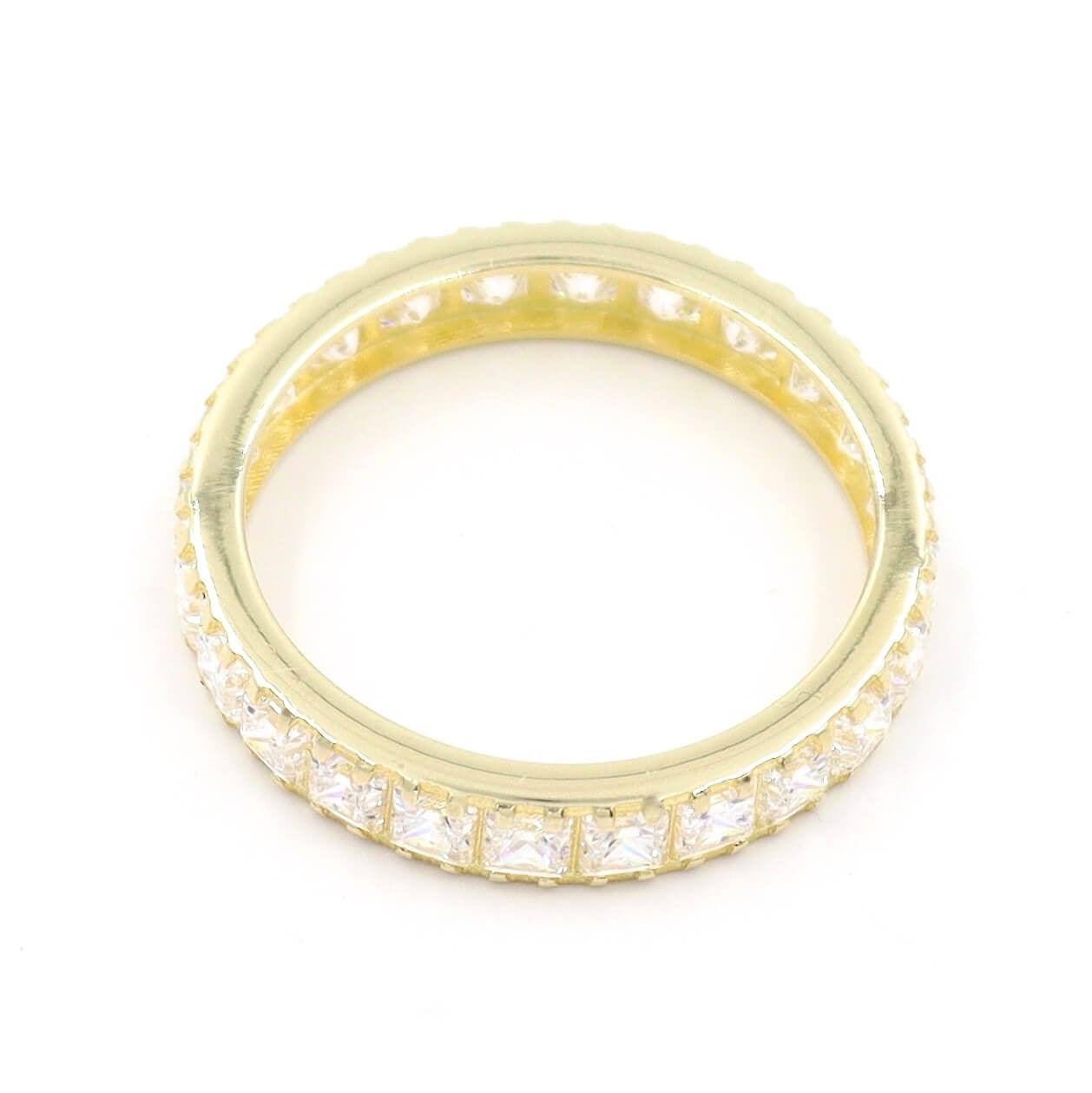 Ολόβερο δαχτυλίδι με καρέ ζιργκόν σε λευκό χρώμα