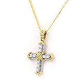 Γυναικείος σταυρός με λευκά διαμάντια, από κίτρινο και λευκό χρυσό