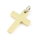 Χρυσός σταυρός σε διχρωμία με λευκές πέτρες ζιργκόν, σεταρισμένος με αλυσίδα 45 εκατοστών