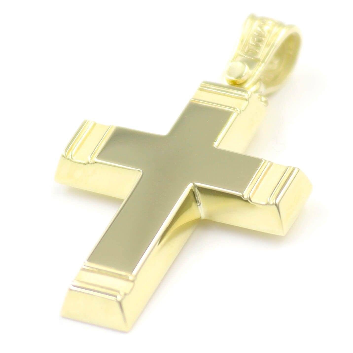Βαπτιστικός χρυσός σταυρός Τριάντος, για αγόρι
